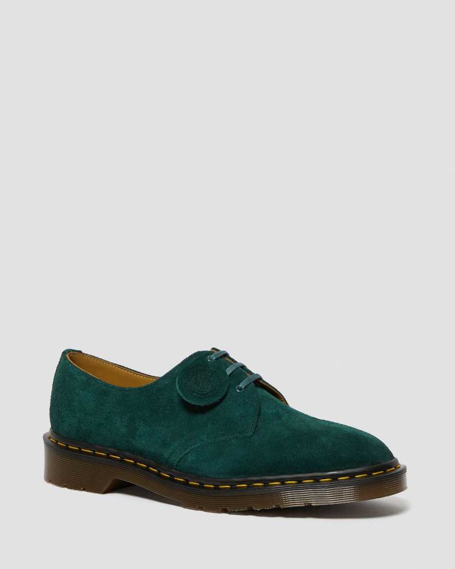 Dr Martens Oxford Shoes Women's 1461 Made In England Suede Green | Malaysia 64850-CPIS